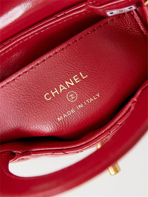 Chanel CLUTCH WITH CHAIN AP3435 Shiny Aged Calfskin & Gold-Tone Metal Red High