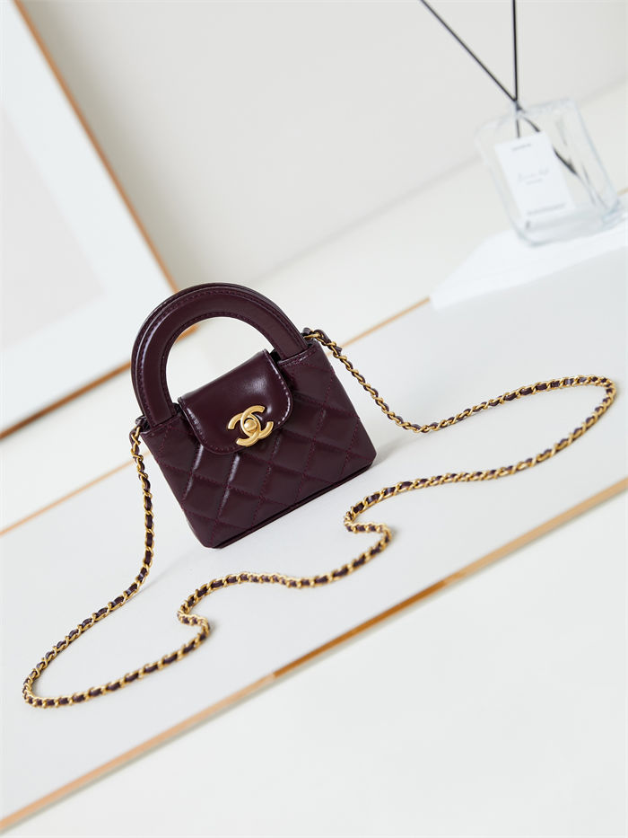 Chanel CLUTCH WITH CHAIN AP3435 Shiny Aged Calfskin & Gold-Tone Metal Burgundy High