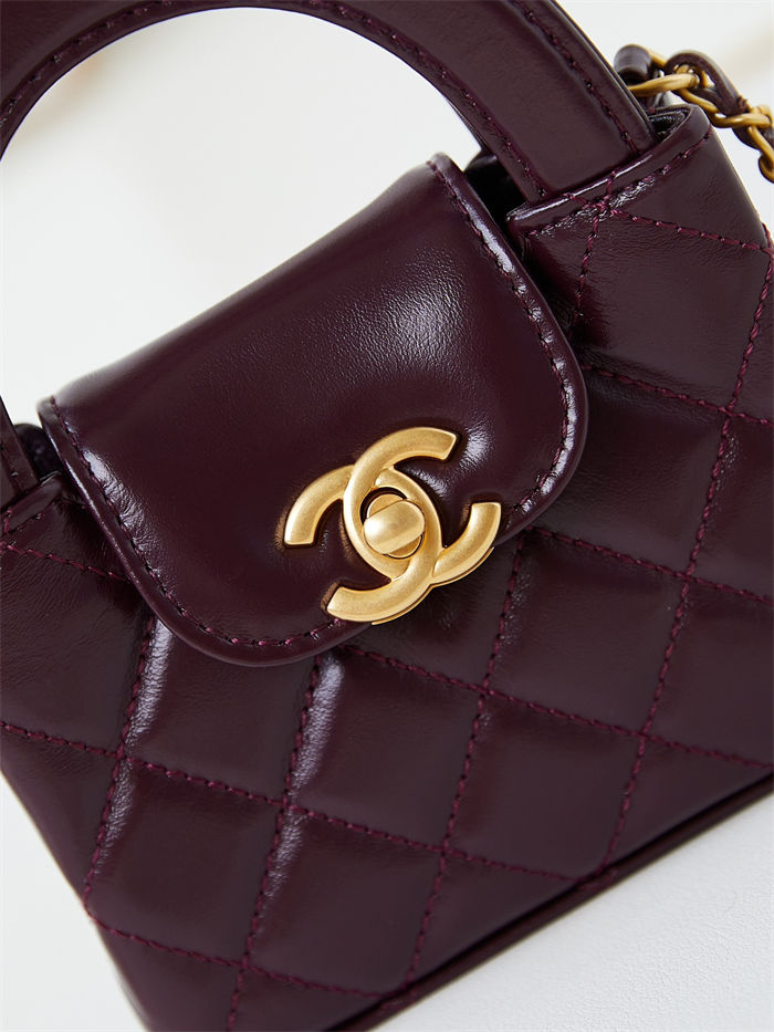 Chanel CLUTCH WITH CHAIN AP3435 Shiny Aged Calfskin & Gold-Tone Metal Burgundy High