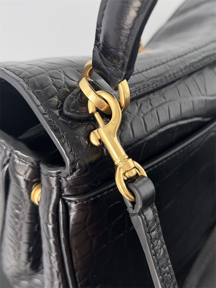 WOMEN'S RODEO MINI HANDBAG Crocodile Black Gold-Metal High