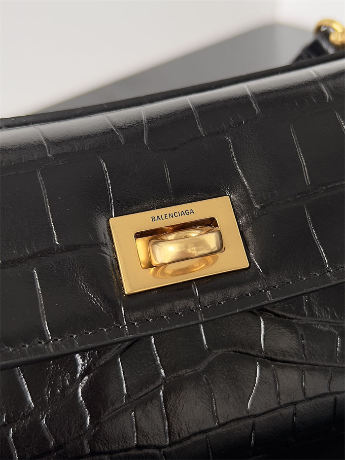 WOMEN'S RODEO MINI HANDBAG Crocodile Black Gold-Metal High