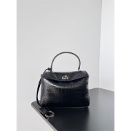 WOMEN'S RODEO MINI HANDBAG Crocodile Black Silver-Metal High