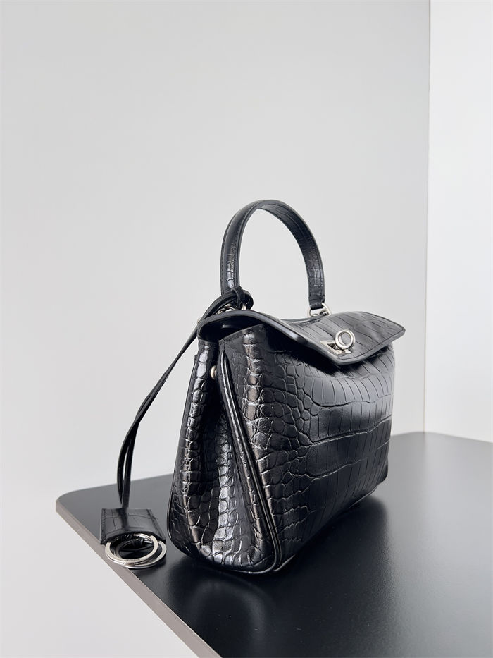 WOMEN'S RODEO MINI HANDBAG Crocodile Black Silver-Metal High