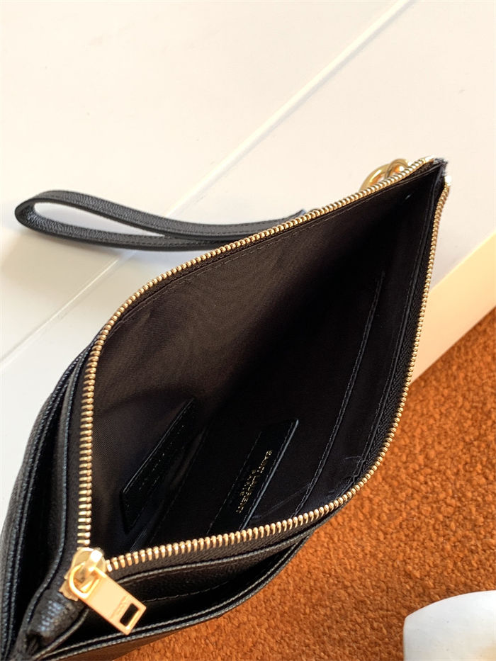 CASSANDRE MATELASSÉ LARGE POUCH IN GRAIN DE POUDRE LEATHER Black-Gold High