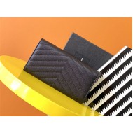 CASSANDRE MATELASSÉ LARGE FLAP WALLET IN GRAIN DE POUDRE LEATHER Black-Silver High