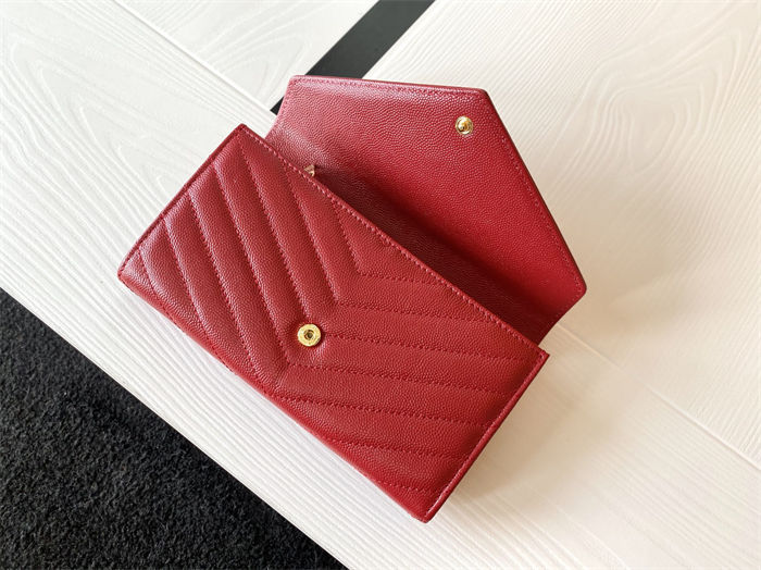 CASSANDRE MATELASSÉ LARGE FLAP WALLET IN GRAIN DE POUDRE LEATHER Red High