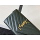 CASSANDRE MATELASSÉ LARGE FLAP WALLET IN GRAIN DE POUDRE LEATHER Green High