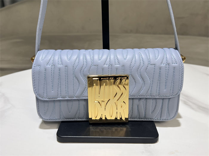 MISS DIOR FLAP BAG Quilted Miss Dior Allover Calfskin Blue High