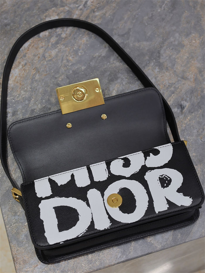 MISS DIOR FLAP BAG Miss Dior Graffiti Printed Calfskin Black High