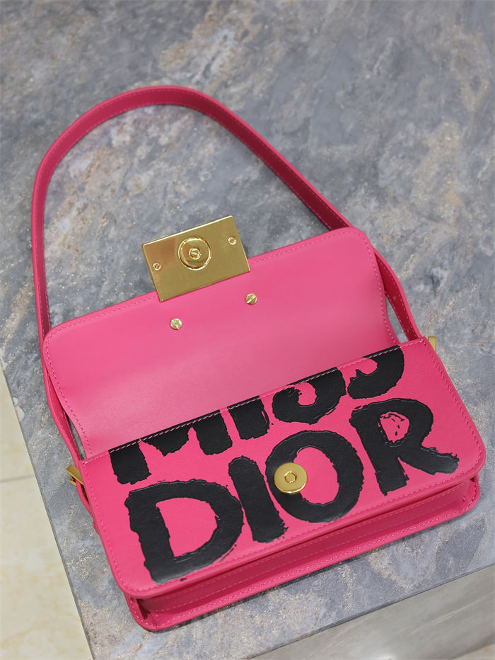 MISS DIOR FLAP BAG Miss Dior Graffiti Printed Calfskin Fuchsia High