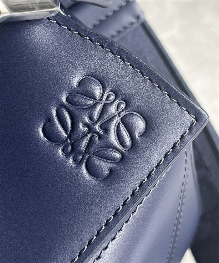 Small Puzzle bag in satin calfskin with jacquard strap Abyss Blue High