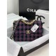 Large Chanel 19 Flap Bag Tweed Gold-Tone Black-Fuchsia High