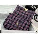 Large Chanel 19 Flap Bag Tweed Gold-Tone Black-Fuchsia High