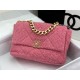 Large Chanel 19 Flap Bag Tweed Gold-Tone Rose-Pink High