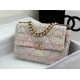 Large Chanel 19 Flap Bag Tweed Gold-Tone Pink High