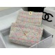 Large Chanel 19 Flap Bag Tweed Gold-Tone Pink High