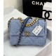 Large Chanel 19 Flap Bag Tweed Gold-Tone Blue High