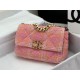 Large Chanel 19 Flap Bag Tweed Gold-Tone Pink-Orange High