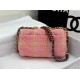 Large Chanel 19 Flap Bag Tweed Gold-Tone Pink-Orange High