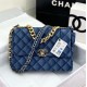 Large Chanel 19 Flap Bag Denim Gold-Tone Blue High