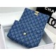 Large Chanel 19 Flap Bag Denim Gold-Tone Blue High