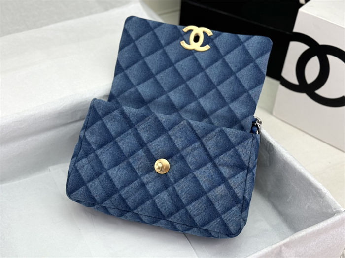 Chanel 19 Flap Bag Denim Gold-Tone Blue High