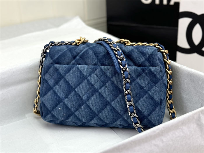 Chanel 19 Flap Bag Denim Gold-Tone Blue High