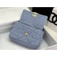 Chanel 19 Flap Bag Tweed Gold-Tone Blue High