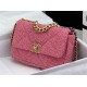 Chanel 19 Flap Bag Tweed Gold-Tone Rose-Pink High