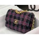 Chanel 19 Flap Bag Tweed Gold-Tone Black-Fuchsia High