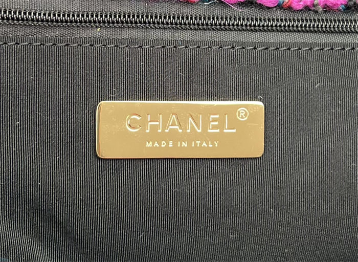 Chanel 19 Flap Bag Tweed Gold-Tone Black-Fuchsia High