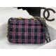 Chanel 19 Flap Bag Tweed Gold-Tone Black-Fuchsia High