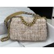 Chanel 19 Flap Bag Tweed Gold-Tone Beige High