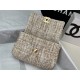 Chanel 19 Flap Bag Tweed Gold-Tone Beige High