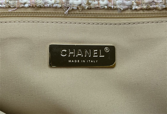 Chanel 19 Flap Bag Tweed Gold-Tone Beige High