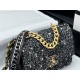 Chanel 19 Flap Bag Tweed Gold-Tone Grey High