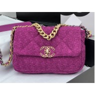 Chanel 19 Flap Bag Tweed Gold-Tone Fuchsia High