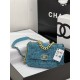 Chanel 19 Flap Bag Tweed Gold-Tone Blue High