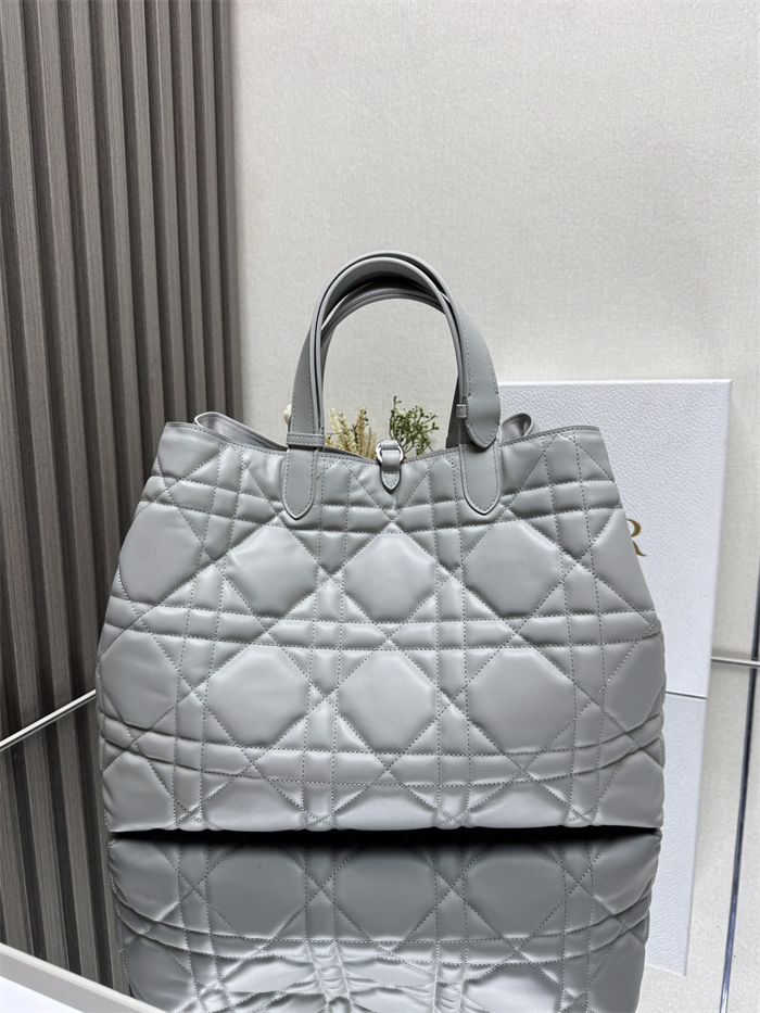 DIOR TOUJOURS BAG LARGE Macrocannage Calfskin Grey High