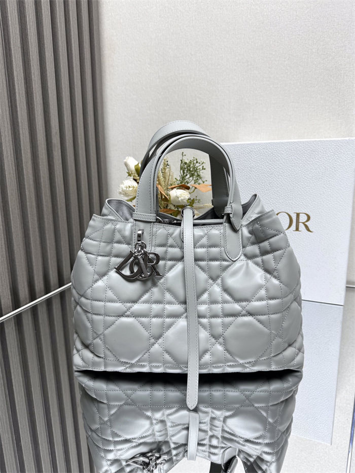 DIOR TOUJOURS BAG MEDIUM Macrocannage Calfskin Grey High