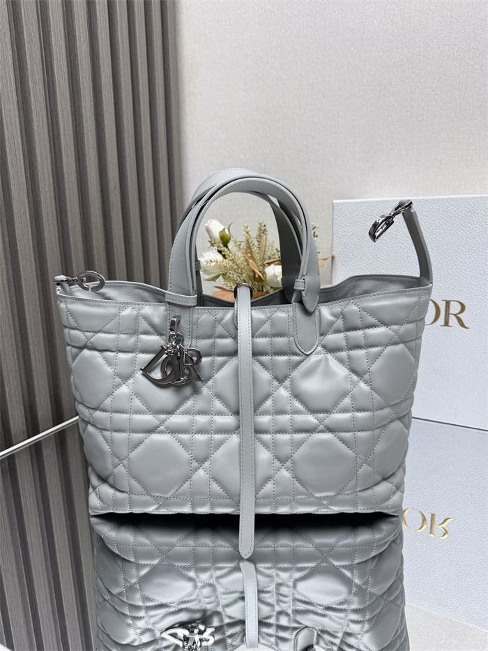 DIOR TOUJOURS BAG MEDIUM Macrocannage Calfskin Grey High