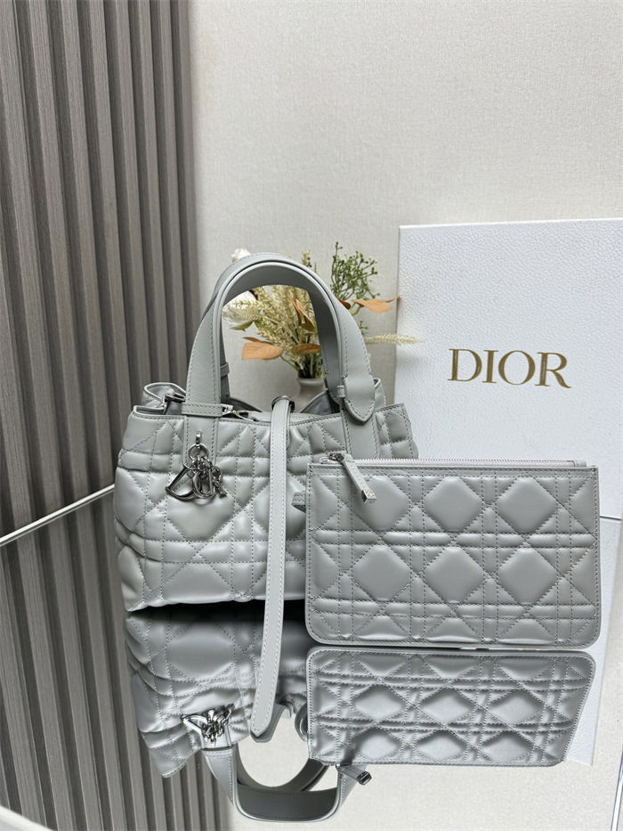 DIOR TOUJOURS BAG SMALL Macrocannage Calfskin Grey High