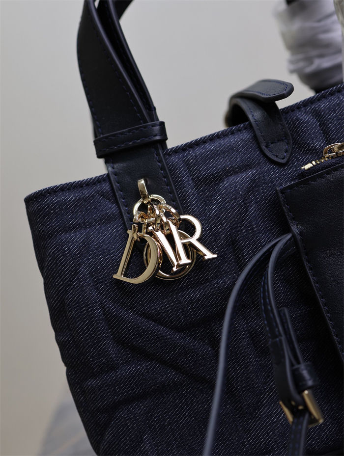 DIOR TOUJOURS BAG SMALL Graphic Cannage Denim Blue High