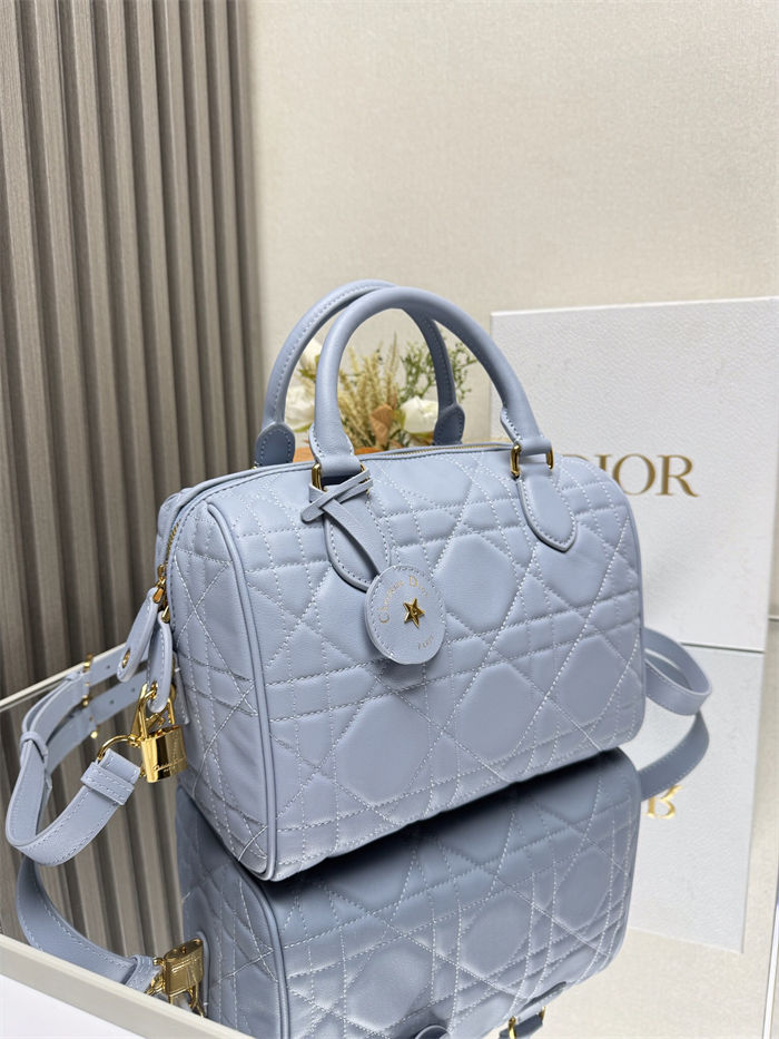 Dior Groove 25 Bag Macrocannage Calfskin Blue High