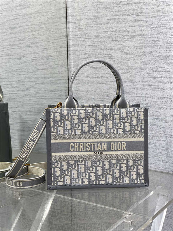 SMALL Dior BOOK TOTE Dior Oblique Jacquard Grey With Strap High