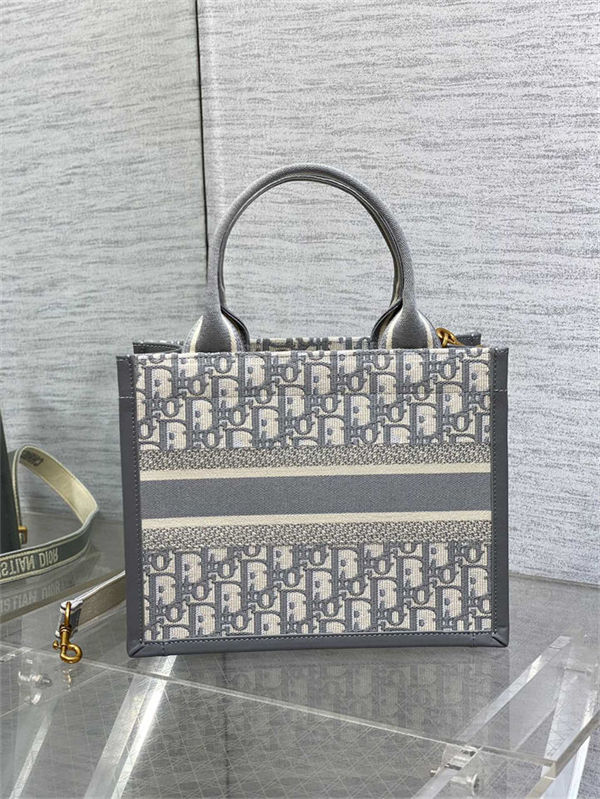 SMALL Dior BOOK TOTE Dior Oblique Jacquard Grey With Strap High