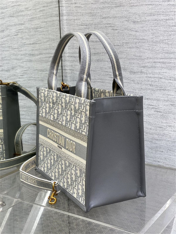 SMALL Dior BOOK TOTE Dior Oblique Jacquard Grey With Strap High