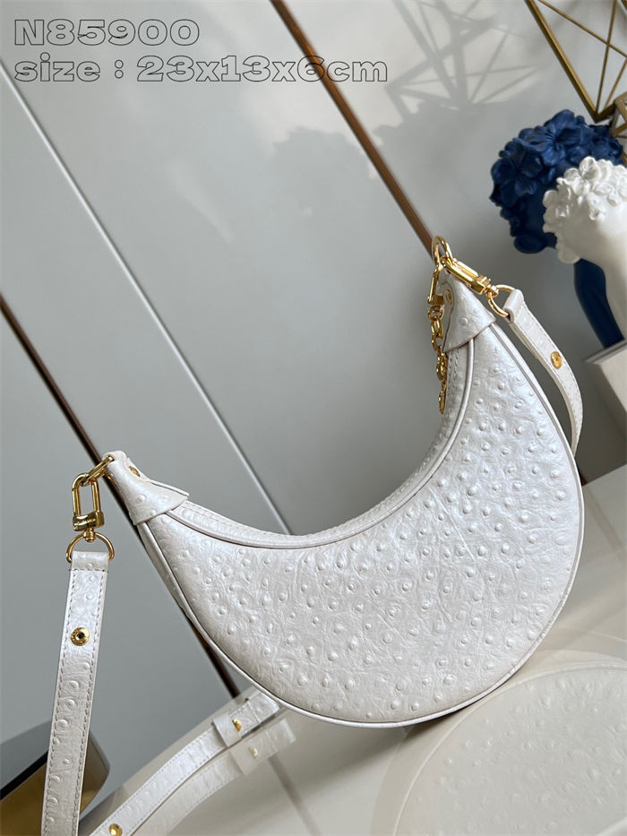 Louis Vuitton LOOP Handbag Ostrich leather N85900 White High