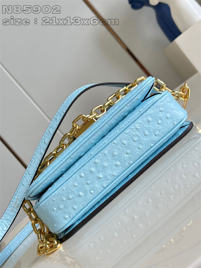 Louis Vuitton POCHETTE MÉTIS EAST WEST Ostrich leather N85902 Blue High