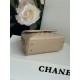 SMALL FLAP BAG WITH TOP HANDLE Grained Calfskin Beige Gold Metal High